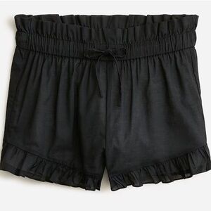 NWT J. Crew Black Cotton Voile Ruffle Beach Short